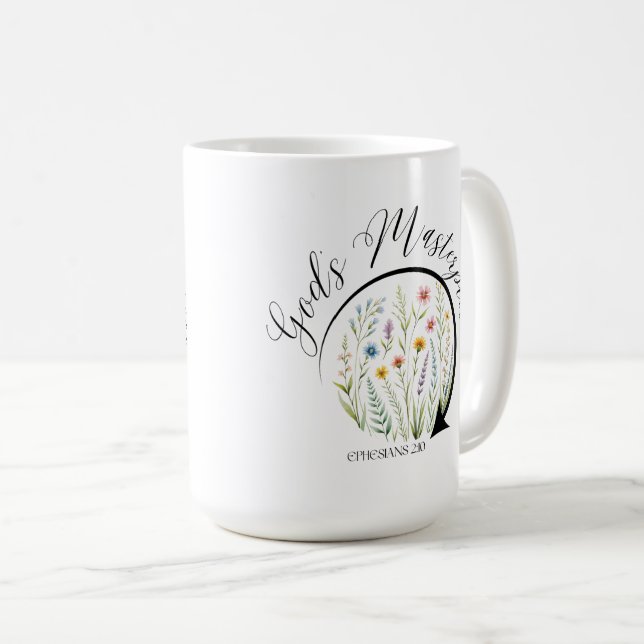 Caneca De Café A Obra-prima de Deus Efésios 2:10 Versículo da Bíb (Frente Esquerda)