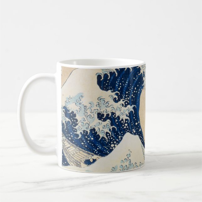 Caneca De Café A onda de Excelentes de Kanagawa por Hokusai (Esquerda)