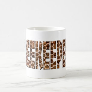 Caneca De Café A palavra apicultor com uma sobreposição de favo d