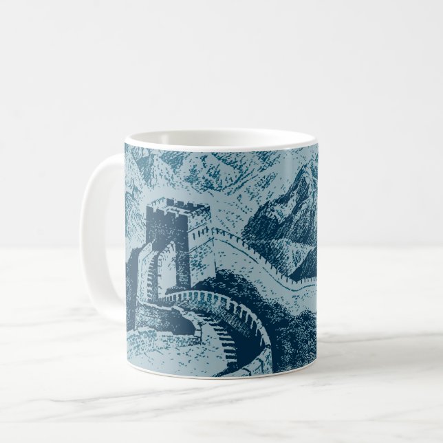 Caneca De Café A parede do Excelente em azul (Frente Esquerda)