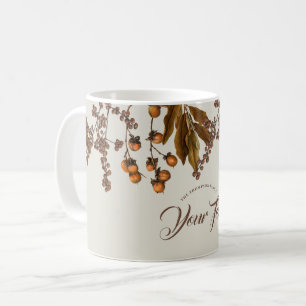 Caneca De Café A pasta de outono do outono deixa texto personaliz