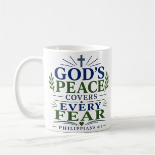 Caneca De Café A Paz de Deus Cobre Todo Medo Citação Inspiradora