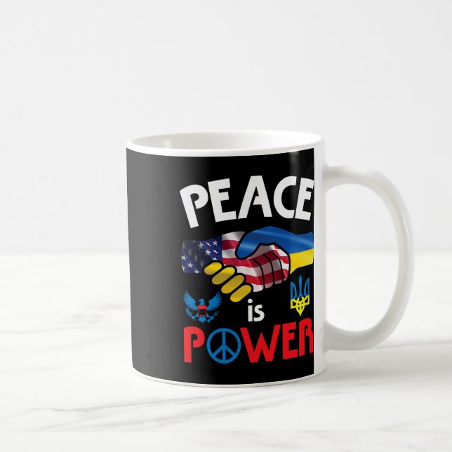 Caneca De Café A Paz é o Poder Aperto de Mão EUA Ucrânia Unidade  (Direita)