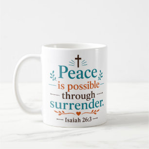 Caneca De Café A Paz é Possível Através da Rendição Versículo Bíb