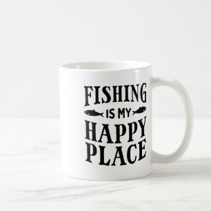 Caneca De Café A Pesca É Meu Lugar Feliz Pai Pescador Engraçado C