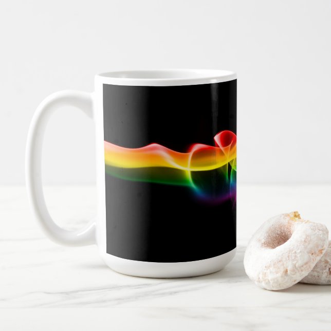 Caneca De Café A pluma de energia arco-íris de SlipperyJoe captur (Com Donut)