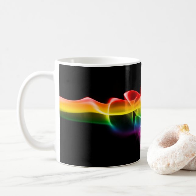 Caneca De Café A pluma de energia arco-íris de SlipperyJoe captur (Com Donut)