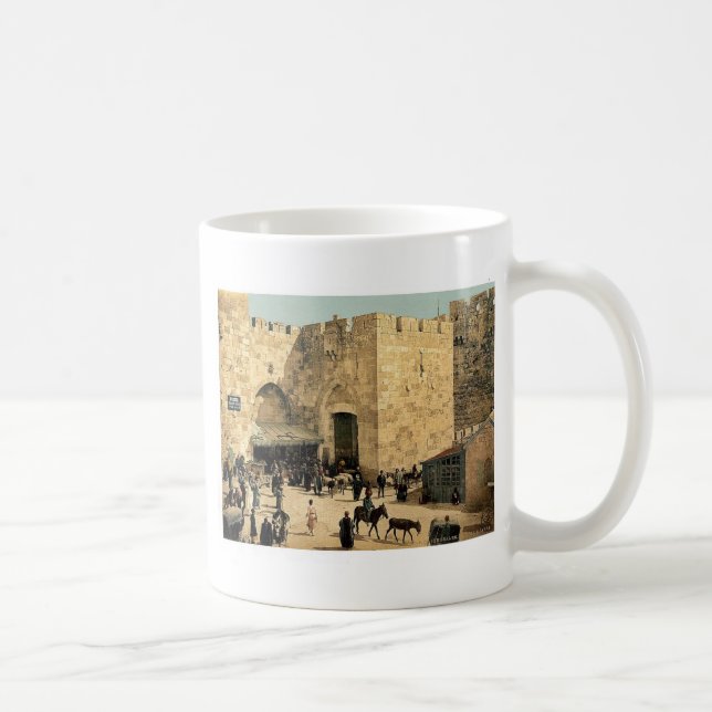Caneca De Café A porta de Jaffa, Jerusalem, foto do clássico da (Direita)