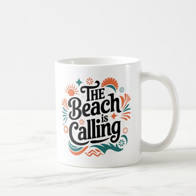 Caneca De Café A Praia Chama-Se Retro Summer Vibes Design (Direita)