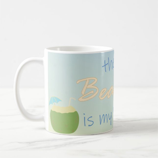 Caneca De Café A Praia É Meu Lugar Feliz (Esquerda)