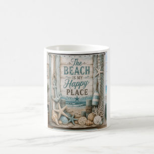 Caneca De Café A Praia É Meu Lugar Feliz Costeiro