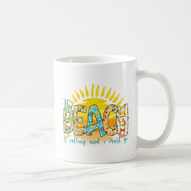 Caneca De Café A praia está chamando e eu preciso ir (Direita)