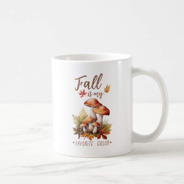 Caneca De Café A Queda É A Minha Cor Favorita - Cogumelos E Folha (Direita)