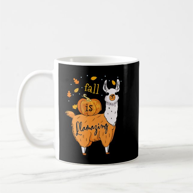 Caneca De Café A Queda É Engraçada Llama Alpaca Halloween Pum (Esquerda)