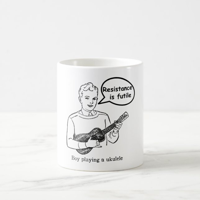 Caneca De Café A resistência é inútil (o Ukulele) (Centro)