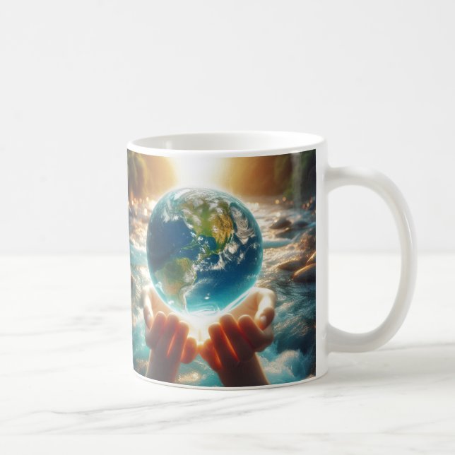 Caneca De Café A TERRA ESTÁ EM NOSSAS MÃOS Design (Direita)