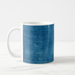 Caneca De Café A textura dos jeans azuis denim fecha. Blue denim 