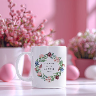 Caneca De Café A TIA MAIS AMADA DE TODOS Floral Coroa