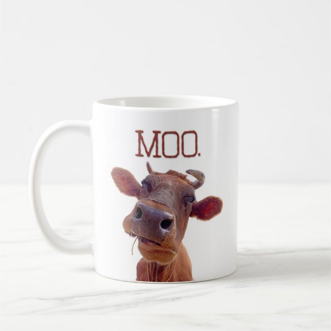 Caneca De Café A vaca clássica "MOO" engraçada (Esquerda)