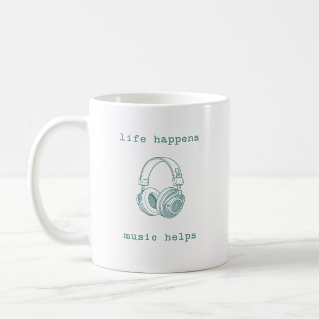 Caneca De Café A Vida Acontece a Música Ajuda | Presente Divertid (Esquerda)