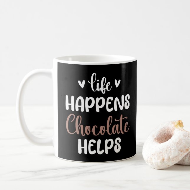 Caneca De Café A Vida Acontece Chocolate Ajuda Ditos Engraçados  (Com Donut)