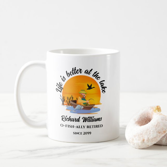 Caneca De Café A Vida Aposentada É Melhor No Presente De Pesca No (Com Donut)