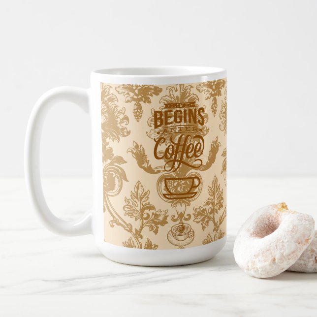Caneca De Café A vida começa com (Com Donut)