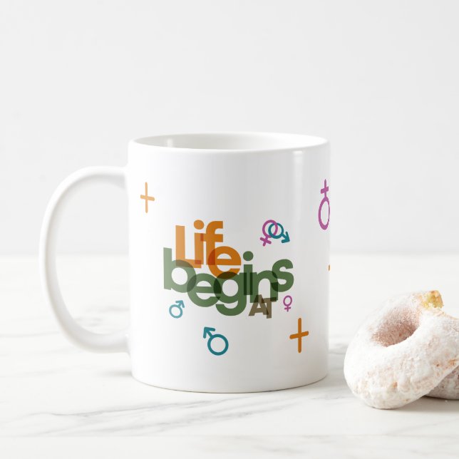 Caneca De Café A Vida Começa Em (Personalizar) | Clássica #11 (Com Donut)