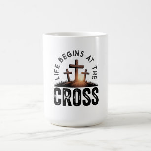 Caneca De Café A vida começa na Cruz