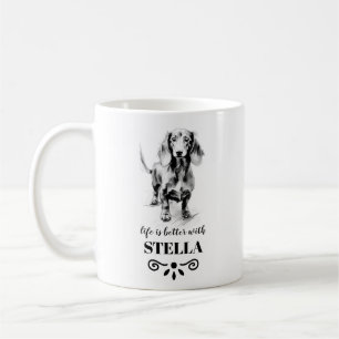 Caneca De Café A vida de Dachshund é melhor com o nome de cão per