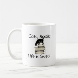 Caneca De Café A vida dos livros dos gatos é doce