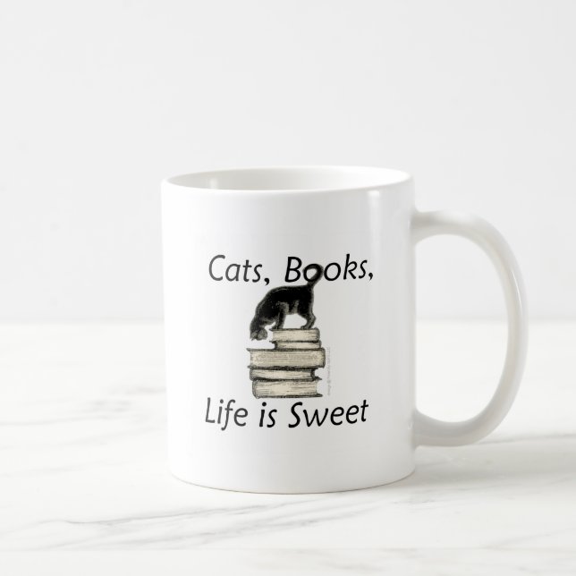 Caneca De Café A vida dos livros dos gatos é doce (Direita)
