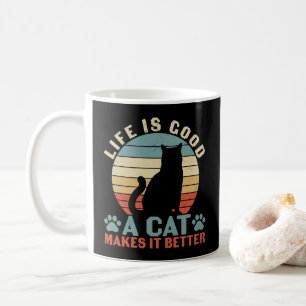 Caneca De Café A Vida é Boa, um Gato a Torna Melhor