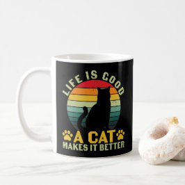 Caneca De Café A Vida É Boa, Um Gato Faz Com Que O Café Seja Melh