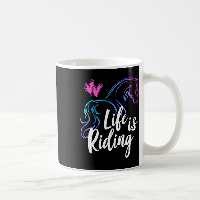 Caneca De Café A Vida É Cavalos Cavaleiros Cavaleiros Equestres A (Direita)