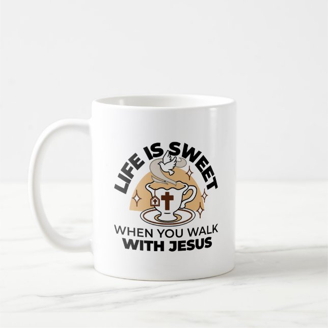 Caneca De Café A vida é doce com Jesus - Taça Cristã Faith Tea (Esquerda)