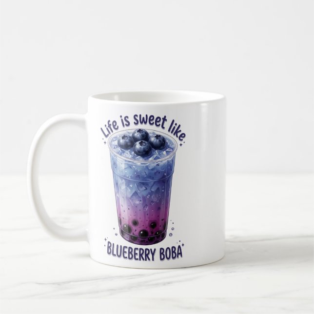 Caneca De Café A Vida é Doce Como Boba de Mirtilo (Esquerda)