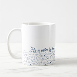 Caneca De Café A Vida é Melhor à Beira-Mar Padrão de Peixes Coste