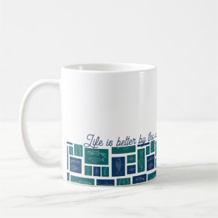 Caneca De Café A Vida é Melhor à Beira-Mar Padrão de Peixes Coste