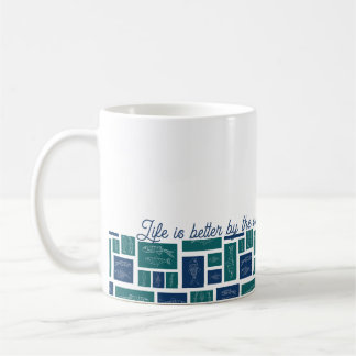 Caneca De Café A Vida é Melhor à Beira-Mar Padrão de Peixes Coste