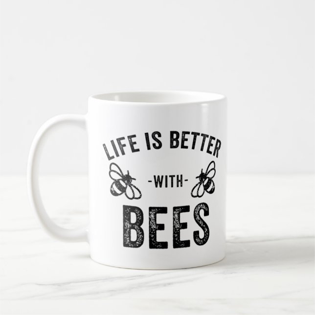 Caneca De Café A vida é melhor com abelhas melíferas frias Animal (Esquerda)