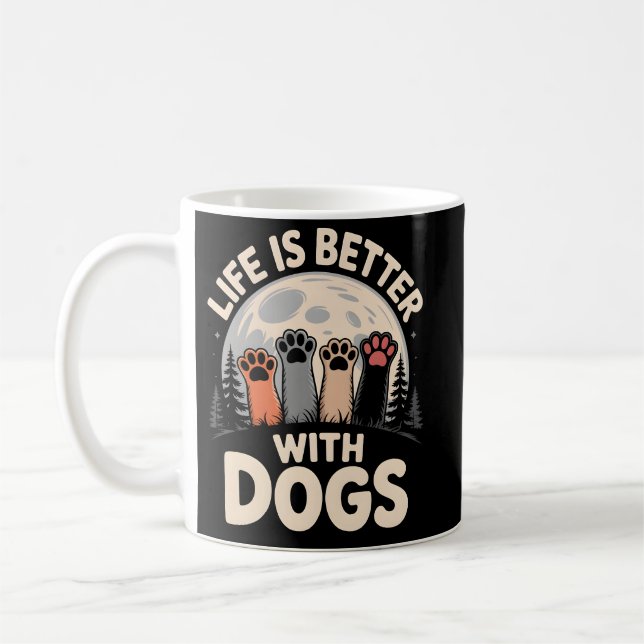 Caneca De Café A Vida é Melhor Com Cães (Esquerda)