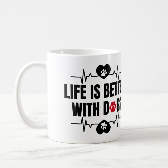 Caneca De Café A vida é melhor com cães (Esquerda)