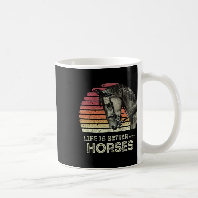 Caneca De Café A Vida É Melhor Com Cavalos Cavalos Andando (Direita)