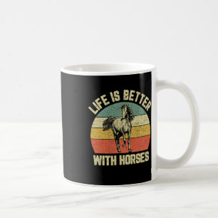 Caneca De Café A Vida É Melhor Com Cavalos De Cordas A Andar Cuad