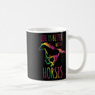 Caneca De Café A Vida É Melhor Com Cavalos Engraçados.