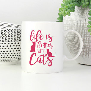 Caneca De Café A Vida É Melhor Com Gatos   Tambor