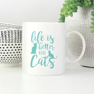 Caneca De Café A Vida É Melhor Com Gatos   Tambor