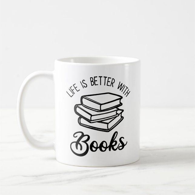 Caneca De Café A Vida É Melhor Com Livros (Esquerda)