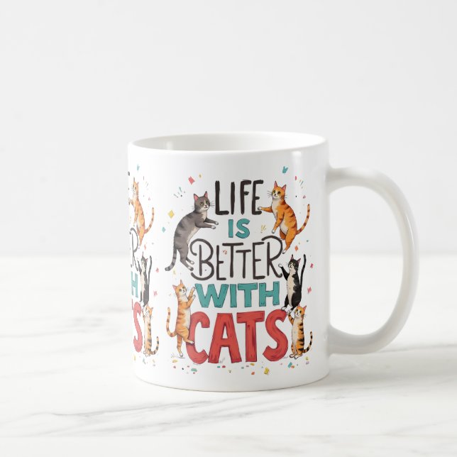 Caneca De Café A vida é melhor com os gatos (Direita)